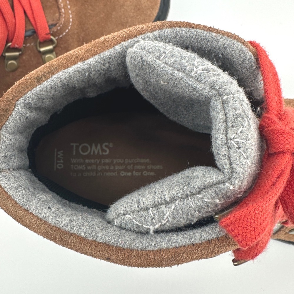 TOMS Mesa Hiking Boots Brown Grey Orange Lace Up Womens Size 10 - Picture 10 of 12